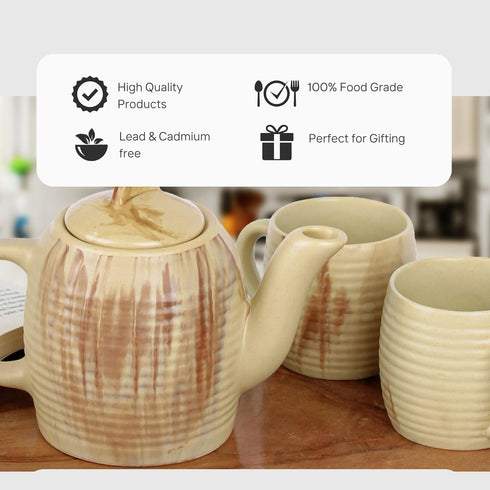 Ceramic Ivory Ring Tea Set - The Earth Store - Tea Sets